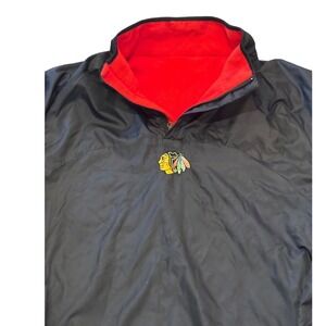 NHL Chicago Blackhawks Reversible Red Fleece/Black 1/4 Zip Jacket Men's Size CXL
